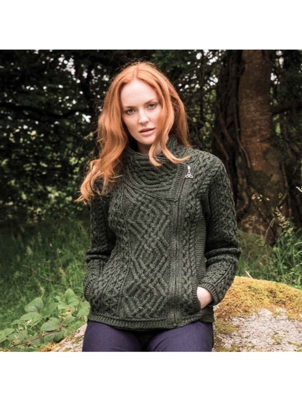 Aran Sweater Market Large Size Large Green